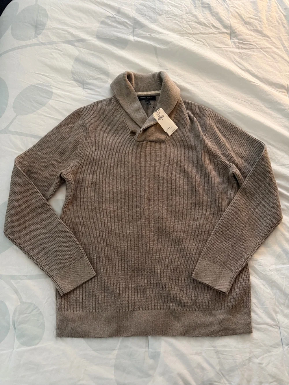Banana Republic Men's Shawl Collar Ribbed Sweater - Taupe M